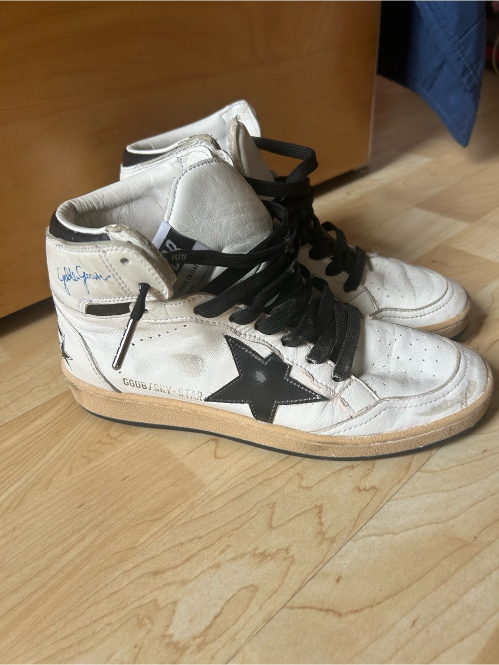 Golden Goose White & Black High-Top Sneakers - Star Detail